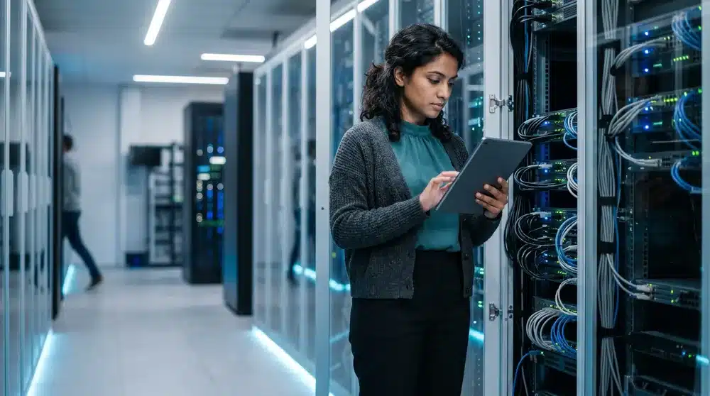 Break-Fix IT Is Dead: Why SMBs Are Switching to Managed Services 1 IT technician checking server equipment with a tablet